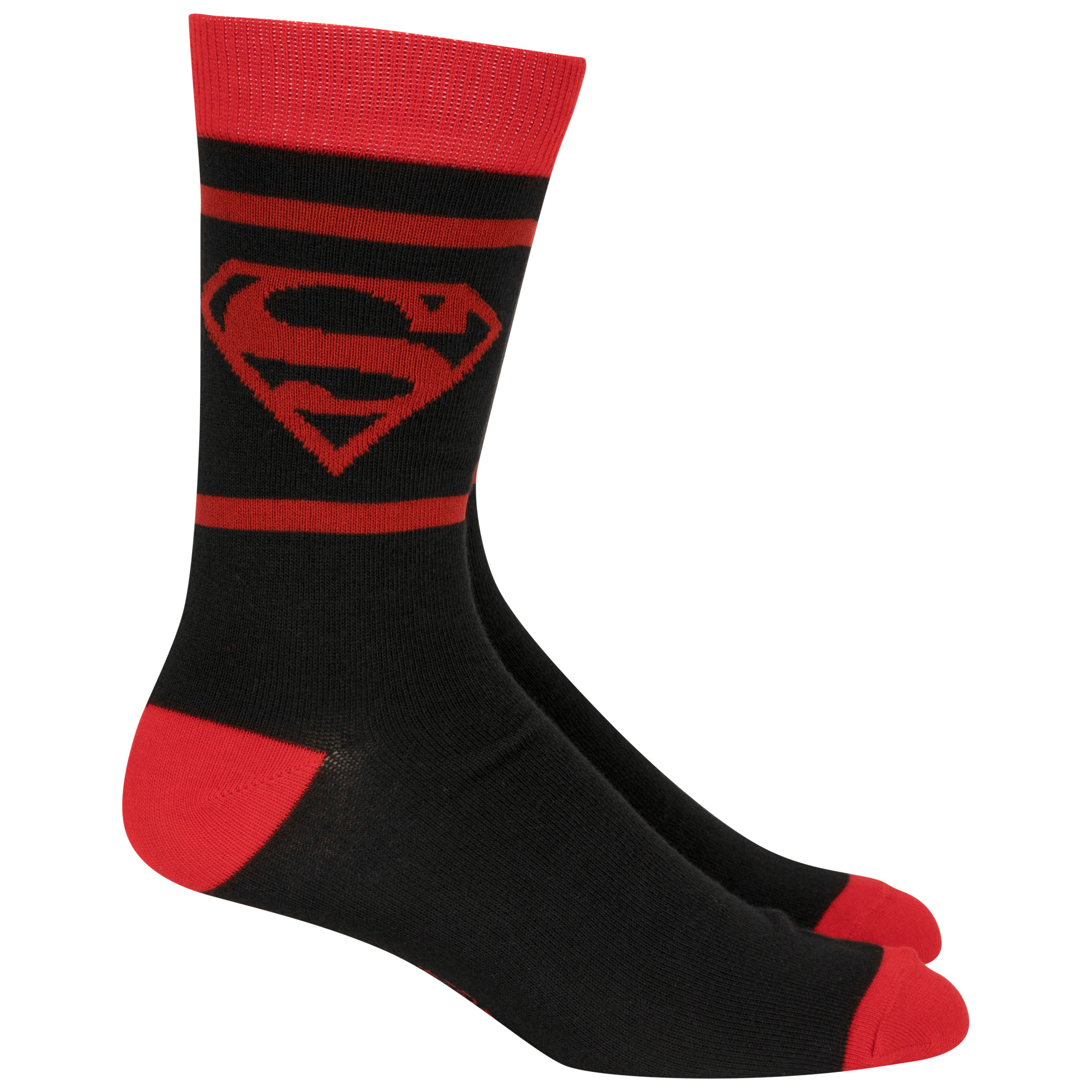 Superman Red and Black Logo Crew Socks